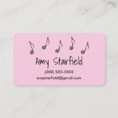 Notes musicales Carte de visite rose (Devant)