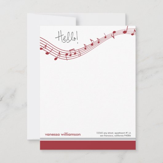 Notes musicales Cartes de notes plats personnalisé (Devant)
