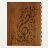 Notes musicales de Clé Débossé 3D sur le bois (Dos)