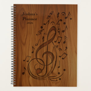 Notes musicales de Clé Débossé 3D sur le bois