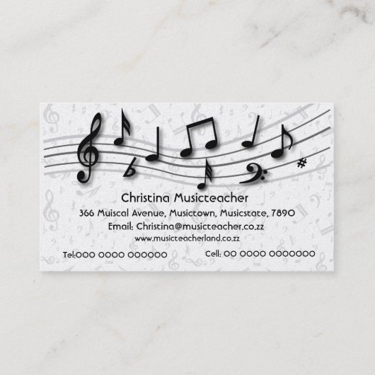 Notes musicales de luxe Carte de visite (Dos)