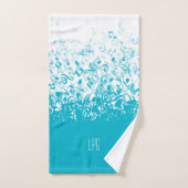 Notes musicales de pluie de monogramme Aqua (Serviette à main)