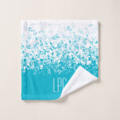 Notes musicales de pluie de monogramme Aqua (Gant de toilette)