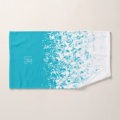 Notes musicales de pluie de monogramme Aqua (Serviette à main)