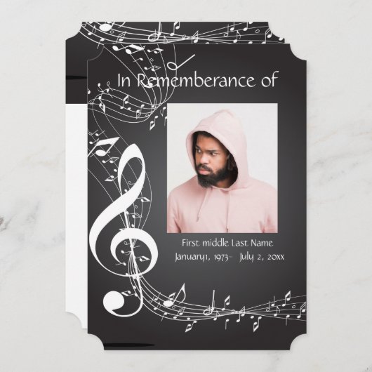 Notes musicales des Invitations du service commémo (Devant / Derrière)