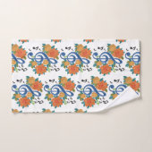 Notes musicales Design floral orange bleu (Serviette à main)