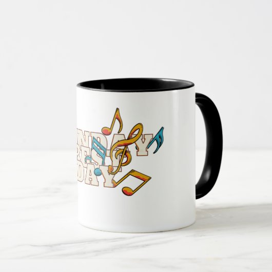Notes musicales Dimanche le meilleur jour Mug (Devant droit)