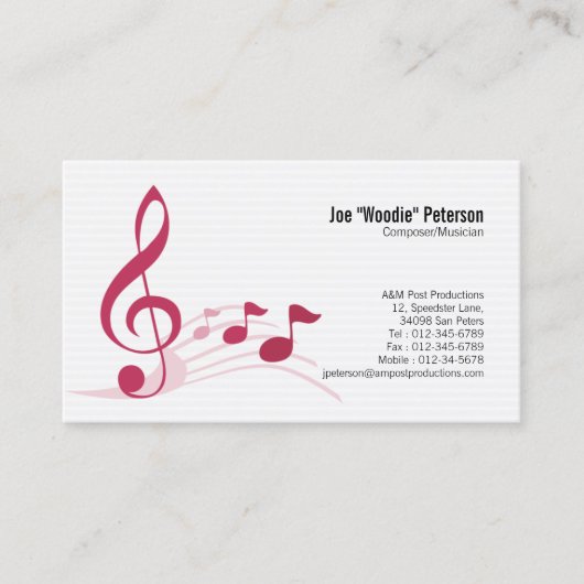 Notes musicales du Carte de visite de musique Treb (Devant)