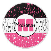 Notes musicales en noir rose et blanc bouton en cé (Devant)