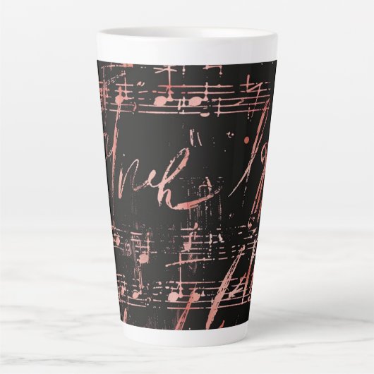 Notes musicales En Or Rose Grande Mug Latte (Devant)