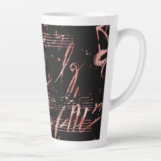 Notes musicales En Or Rose Grande Mug Latte (Droite)