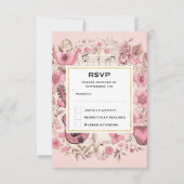 Notes musicales et fleurs Mariage élégant RSVP (Devant)
