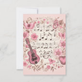 Notes musicales et fleurs Mariage élégant RSVP (Dos)