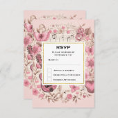 Notes musicales et fleurs Mariage élégant RSVP (Devant / Derrière)