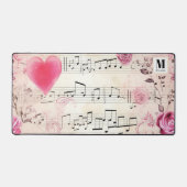 Notes musicales et Rose Vintage Design Monogramme (Recto)