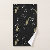 Notes musicales et saxophones Jazzy  (Serviette à main)