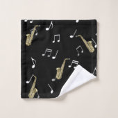 Notes musicales et saxophones Jazzy  (Gant de toilette)
