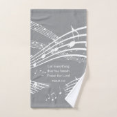 Notes musicales grises modernes Monogramme (Serviette à main)
