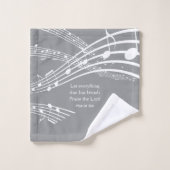 Notes musicales grises modernes Monogramme (Gant de toilette)