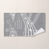 Notes musicales grises modernes Monogramme (Serviette à main)