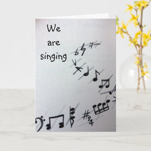 NOTES MUSICALES GROUPE CARTE D'ANNIVERSAIRE (Fleur jaune)