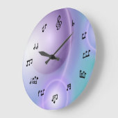 Notes musicales Horloge sur bleu clair/violet (Angle)