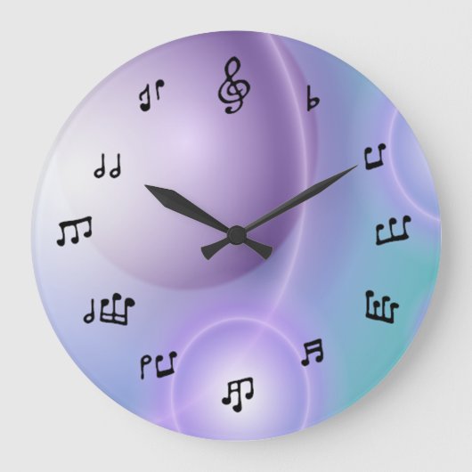Notes musicales Horloge sur bleu clair/violet (Recto)