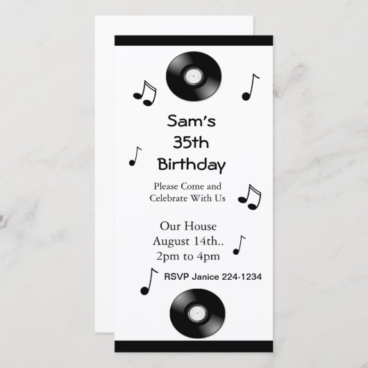 Notes musicales Invitations d'anniversaire (Devant / Derrière)