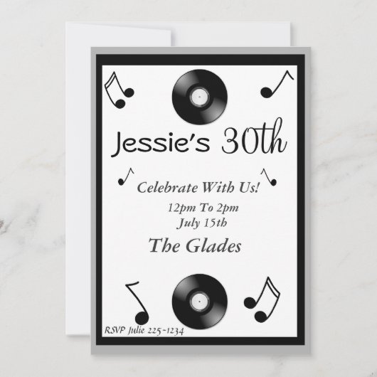 Notes musicales Invitations d'anniversaire (Devant)