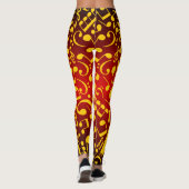 Notes musicales Leggings (Red-Gold) (Dos)