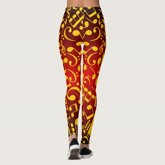 Notes musicales Leggings (Red-Gold) (Dos)