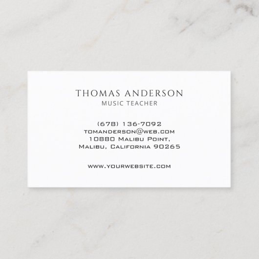 Notes musicales minimales simples| Carte de visite (Dos)