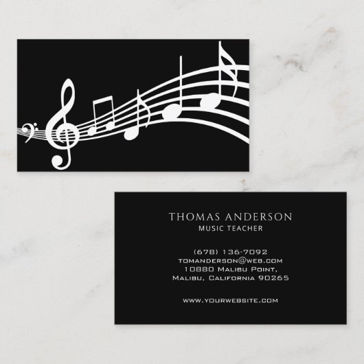 Notes musicales minimales simples| Carte de visite (Devant / Derrière)