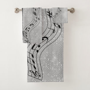 Notes musicales modernes en noir et blanc