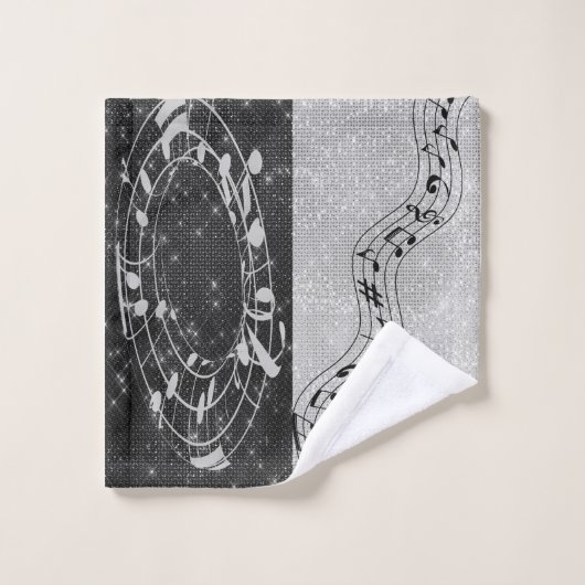 Notes musicales modernes en noir et blanc (Gant de toilette)