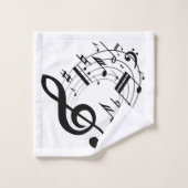 Notes musicales noires dans la forme ovale (Gant de toilette)