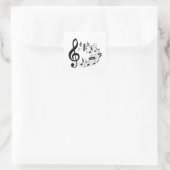 Notes musicales noires en forme ovale autocollants (Sac)