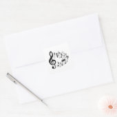 Notes musicales noires en forme ovale autocollants (Enveloppe)