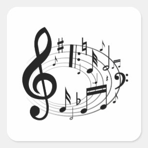 Notes musicales noires en forme ovale autocollants