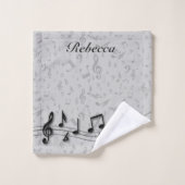 Notes musicales noires et grises personnalisées (Gant de toilette)