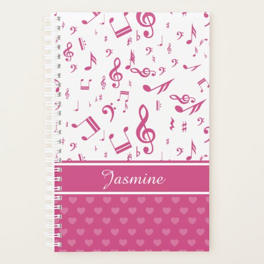 Notes musicales personnalisées et Coeurs Motif ros (Devant)