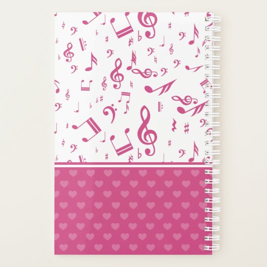 Notes musicales personnalisées et Coeurs Motif ros (Dos)
