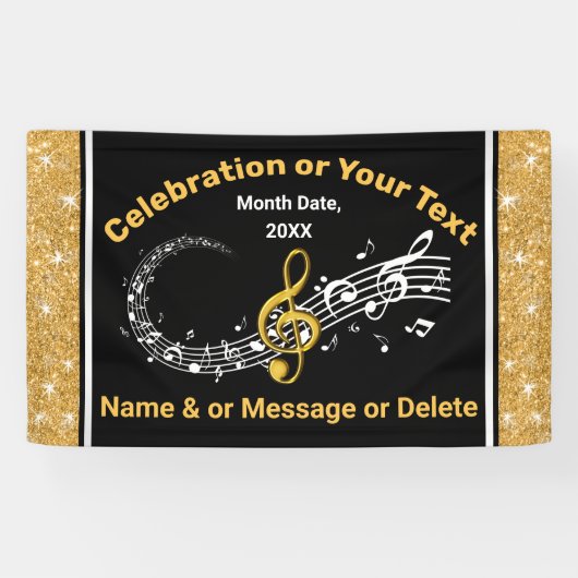 Notes musicales personnalisées uniques Bannière No (Horizontal)