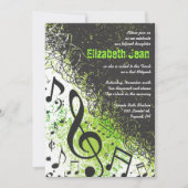 Notes musicales Stars Bar Mitzvah Invitation Neon (Devant)