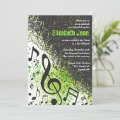 Notes musicales Stars Bar Mitzvah Invitation Neon  (Debout devant)