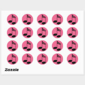 Notes musicales Stickers ronds roses (Feuille)