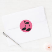 Notes musicales Stickers ronds roses (Enveloppe)