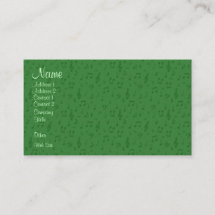 Notes musicales subtiles en Carte de visite vert