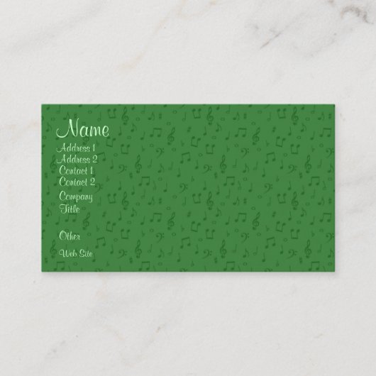 Notes musicales subtiles sur une carte de visite v (Devant)