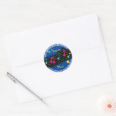 Notes musicales Super Star Sticker rond classique (Enveloppe)